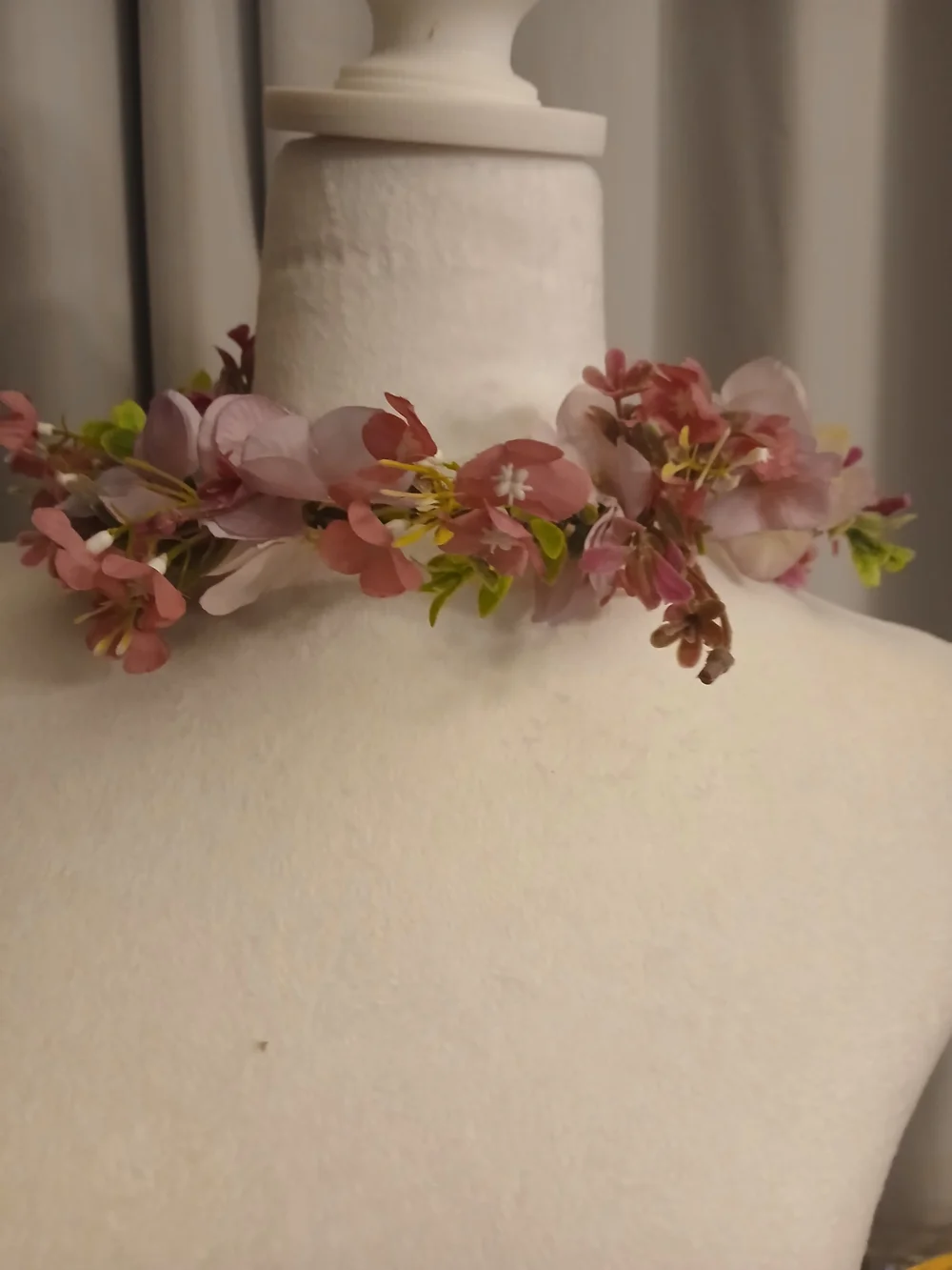 Floral Ribbon Tied Flower Crown in Pink & Green Festivals Weddings Fairycore